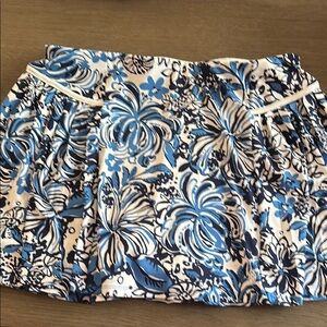 Lilly Pulitzer Blue and White Smocked Bubble Mini Skirt